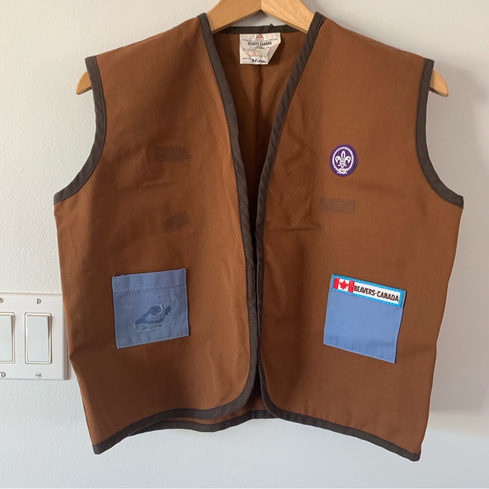 Vintage Boy Scouts Canada Brown Beavers Vest Boys Large Unisex Uniform